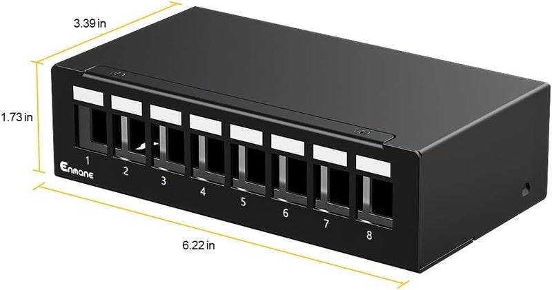 Enmane Patch Panel 8 Port Blank Keystone Patch Panel STP&UTP Compatible with LC/SC/ST/FC/USB/HDMI Keystone Jack for Desk Mount Home Ethernet Termination Box - Image 4